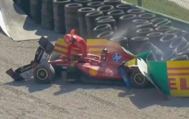 Muy fuerte choque de Leclerc en Monza: destruyó su Ferrari