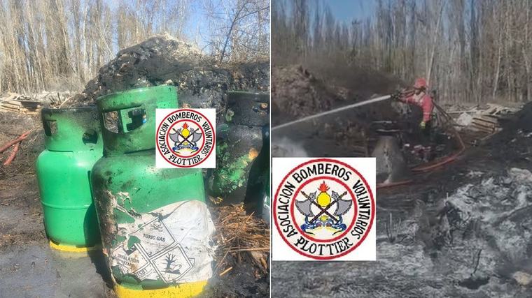Dos bomberos intoxicados tras la explosión de garrafas con agroquímicos prohibidos en un incendio de Plottier
