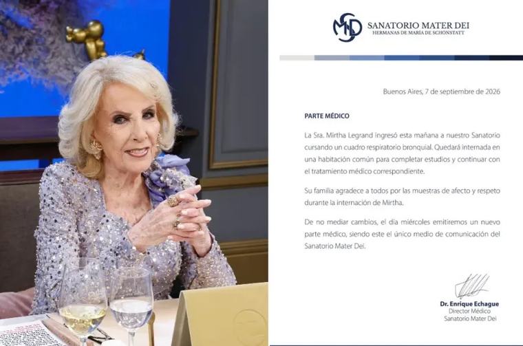 Mirtha Legrand internada: se conoció el parte médico oficial sobre su salud